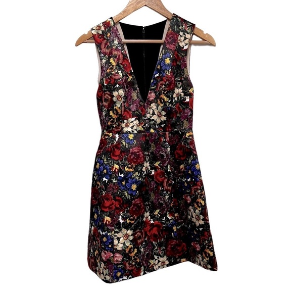 ALICE + OLIVIA Kiro Floral Deep V Lantern Dress Size 2 - Picture 2 of 14